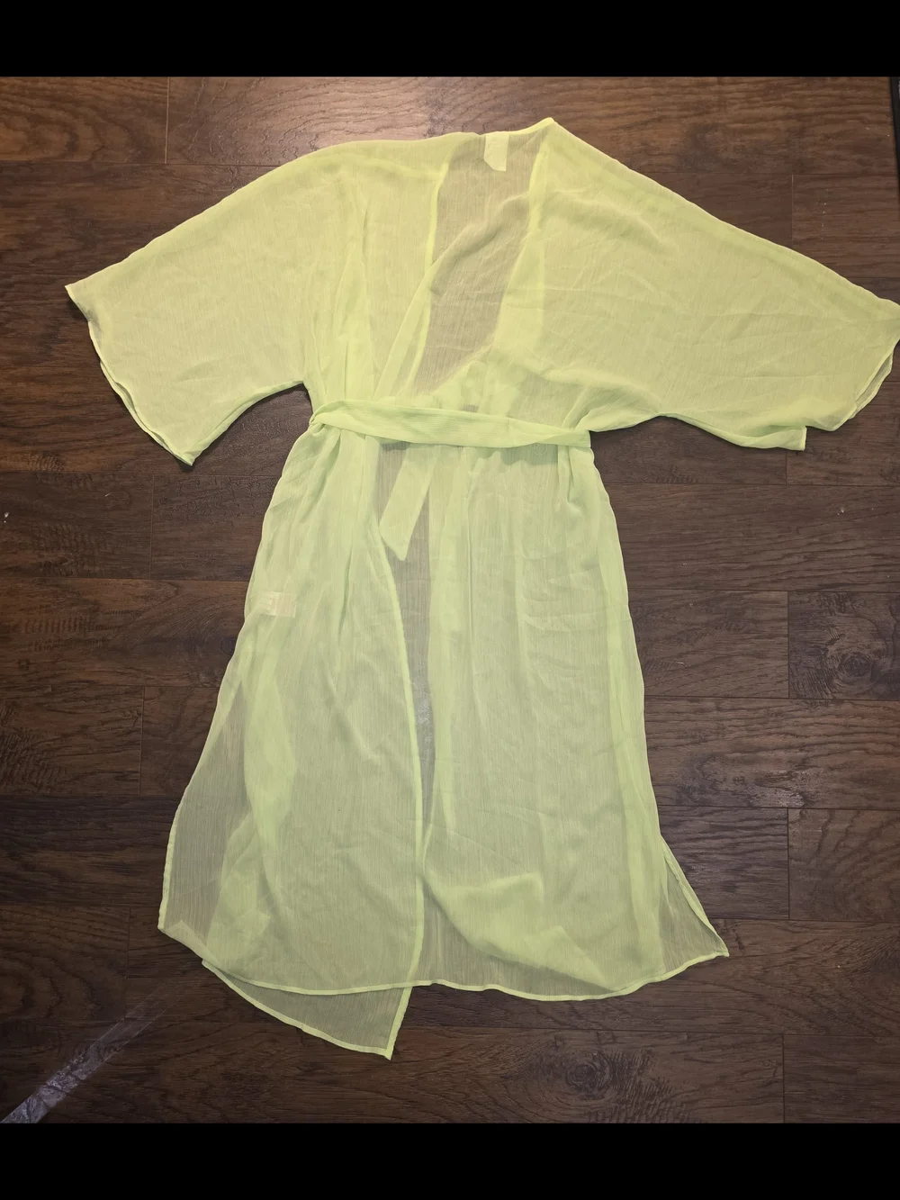 No Boundaries Light Lime Sheer Tie-Waist Swim Cover-Up